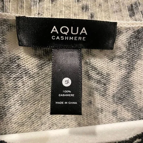 Aqua Black And Cream Snake Print Cashmere Top Small - Picture 3 of 3
